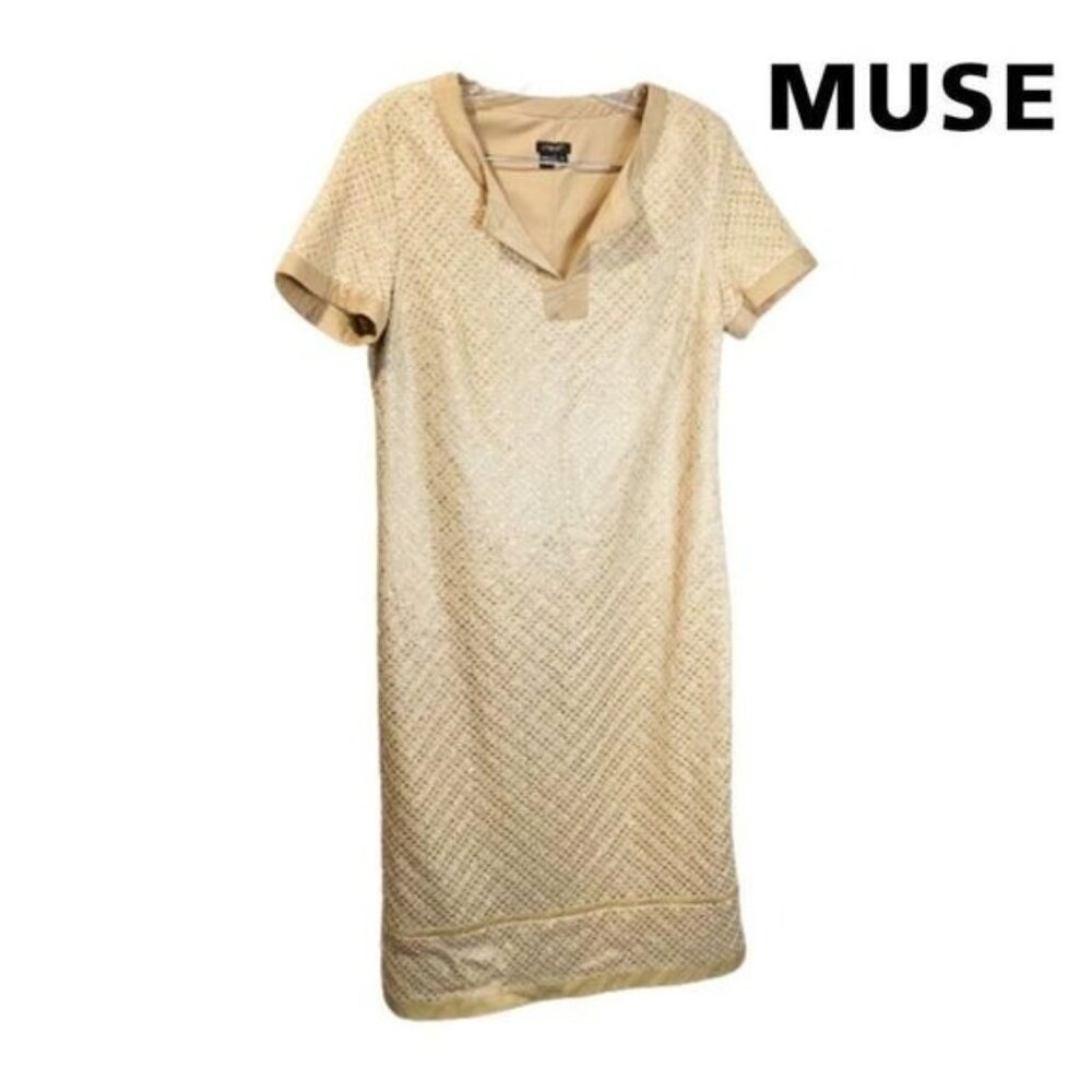 Muse Women's Split V-neck Short sleeve Sheath Dress‎